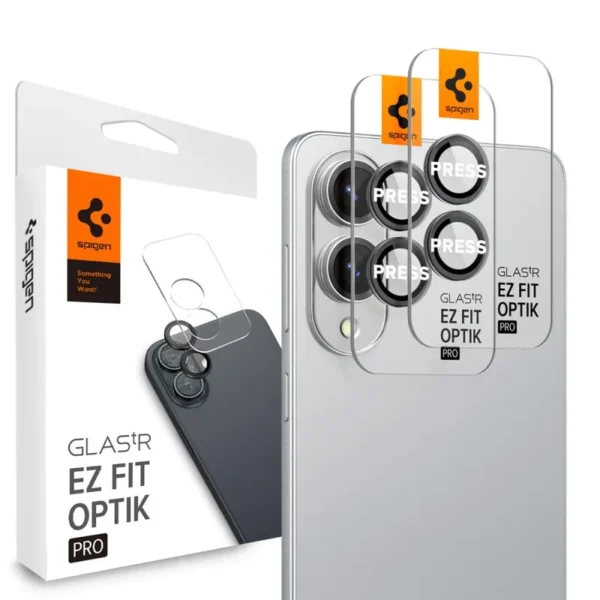 Spigen Optik Pro Glas.tR EZ Fit 2-Pack Camerabeschermer Samsung Galaxy S25 Edge Zwart
