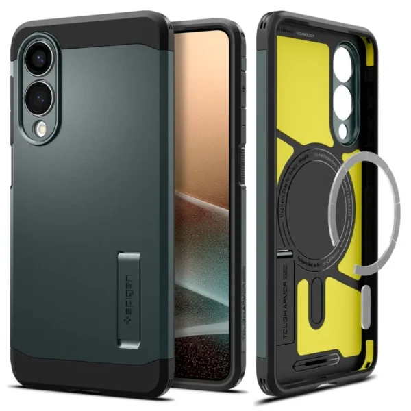 Spigen Tough Armor MagSafe Hoesje Samsung Galaxy S25 Edge Abyss Groen