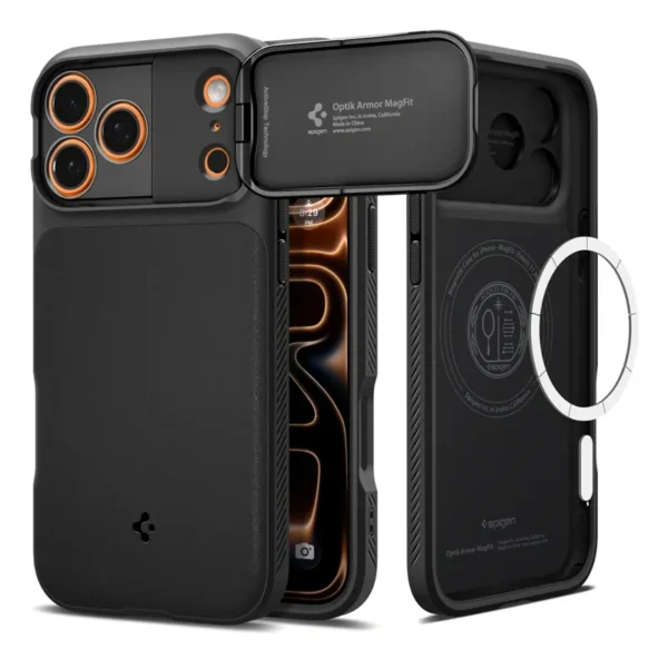 Spigen Optik Armor MagSafe Hoesje iPhone 17 Pro Max Zwart