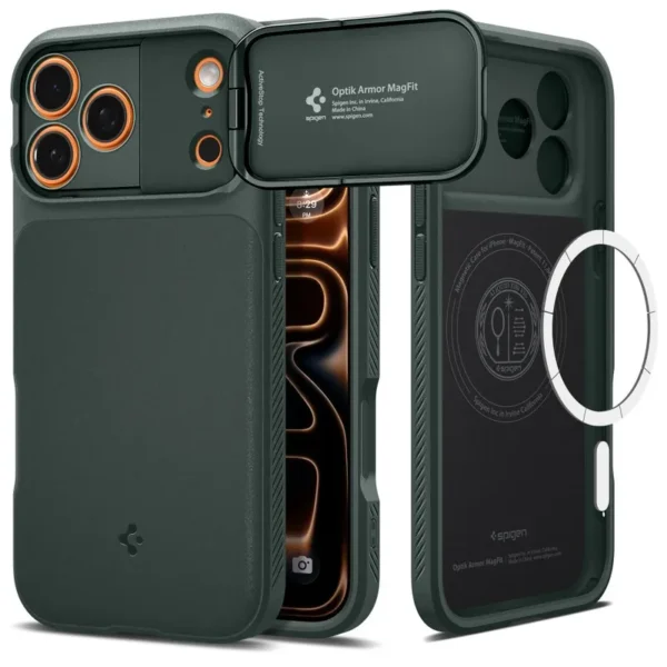 Spigen Optik Armor Mag MagSafe Hoesje iPhone 17 Pro Max Abyss Groen
