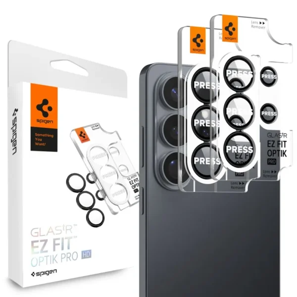 Spigen Optik Pro HD Glas.tR EZ Fit 2-Pack Gehard Glas Camerabeschermer Samsung Galaxy S26 Ultra Zwart