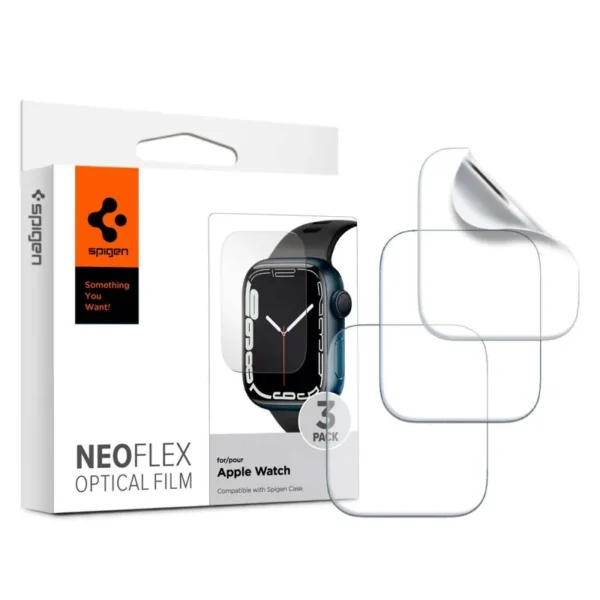 Spigen Neo Flex 3-pack Beschermfolie voor Apple Watch 6 / 7 / 8 / 9 / Se 1 / 2 / 3 (40 / 41 mm) Transparant