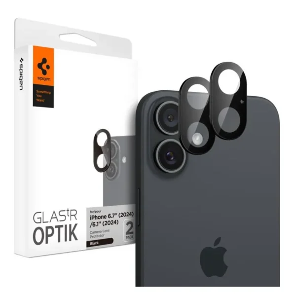 Spigen Optic Pro Gehard Glas Cameralensbeschermer iPhone 16/16 Plus Zwart