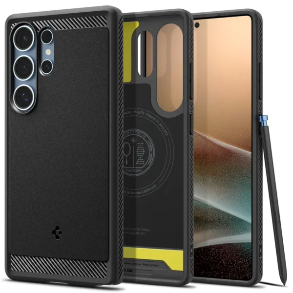 Spigen Rugged Armor MagSafe Hoesje Samsung Galaxy S25 Ultra Mat Zwart