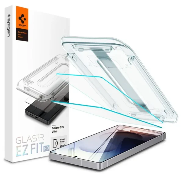 Spigen Glas.tR EZ Fit HD 2-Pack Gehard Glas Schermbeschermer Samsung Galaxy S25 Ultra Transparant