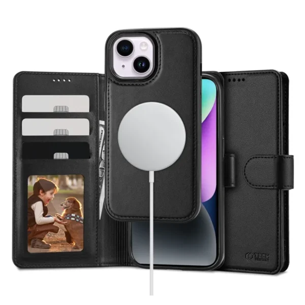 Tech-Protect iPhone 15 Wallet Hoesje MagSafe Functie Zwart